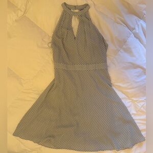 Express high neck vintage inspired polka dots dress